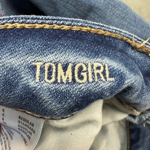 American Eagle Outfitters Womens Tomgirl Distressed Button Fly Jeans Size 6 - Picture 5 of 13